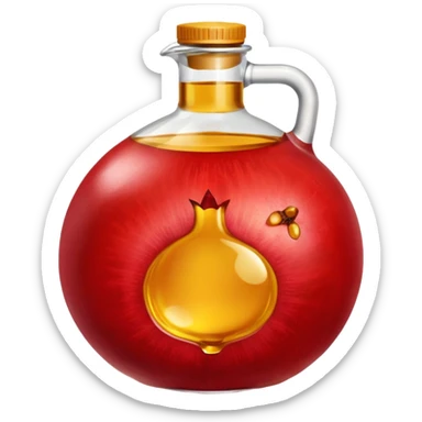 Pomegranate with a 20 liter open top 
container full of used cooking oil sticker