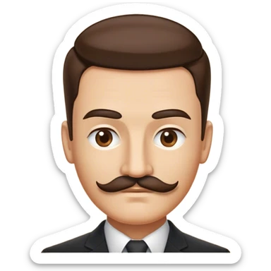 person with a square mustache just below the nose and a smooth haircut slicked back on one side and another on the other side too sticker