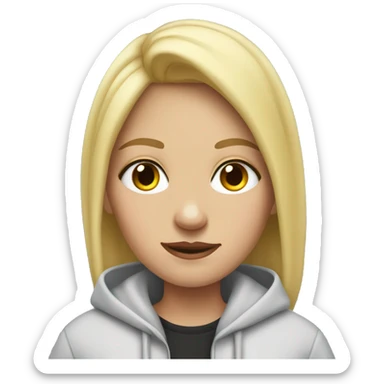 Girl with blonde hair and Wednesday hoodie  sticker