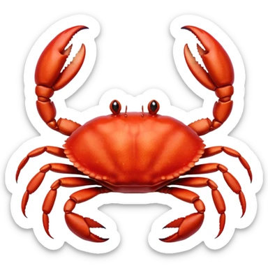 A high-resolution digital illustration of a crab, semi-realistic style. The crab is shown head on sticker