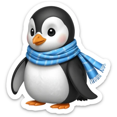 penguin with blue scarf  sticker
