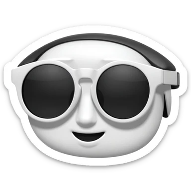 white frame sunglasses folded sideways, black lenses, visible lenses and a bit of the temple, emoji style sticker