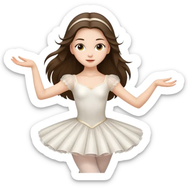 white brunette girl long hair with hazel eyes in a ballet costume dancing  sticker