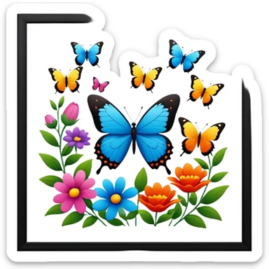 flowers butterflies frame certificates for kids sticker