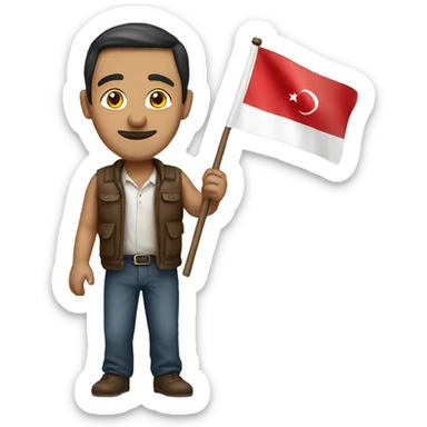 A turk with a turkish flag on his hand sticker