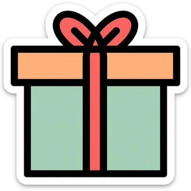 wrapped gift box with ribbon and bow sticker