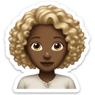 A black girl with curly blonde and brown hair sticker