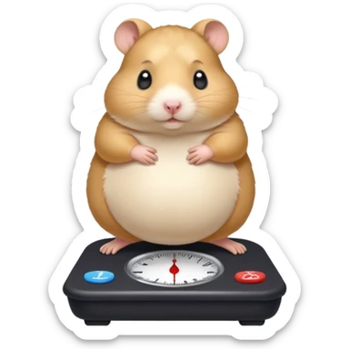 fat hamster pregnant belly stepping on a broken scale looking guilty sticker