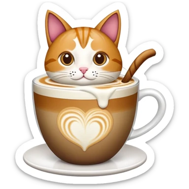 latte with cat and fig sticker
