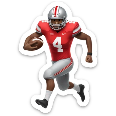Football player in an Ohio state uniform wearing number 4 running sticker