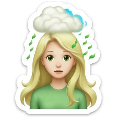 Long hair Blonde woman with green fart cloud following behind her  sticker