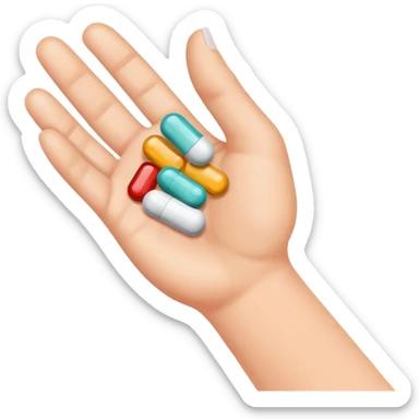medicine pills in hand about to be swallowed sticker