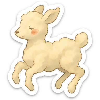 vanilla-colored cloud doe, floating with rosy cheeks, ghibli style sticker