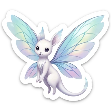  Iridescent white pale wings-ears, fairy-like-fakemon-creature  sticker