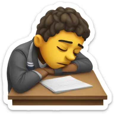 tired student struggling with exam sticker