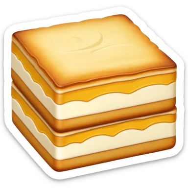 Inner Mongolia milk cake with crispy layers, simplified emoji style with bold outlines and bright colors, cartoon style dairy pastry snack sticker