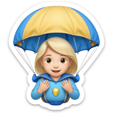 Skydiving girl baby with parachute and UFO blue sticker
