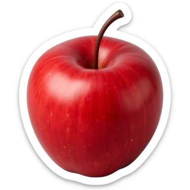 realistic shiny red apple icon in skeuomorphism style with subtle shadows and highlights sticker