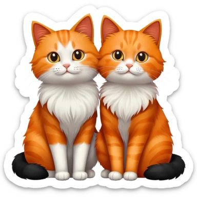 Black, great and orange cats sitting together  sticker