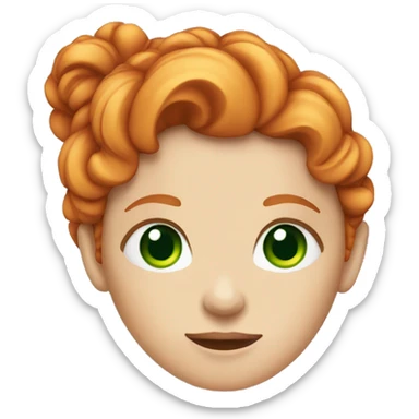 ginger girl with green eyes wearing purple sticker