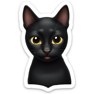A black cat with his tounge out  sticker