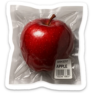 shiny apple in vacuum-sealed style sticker