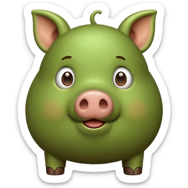 Green pig with big poop sticker