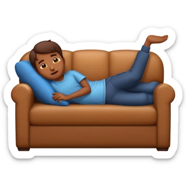lazy person emoji, sprawled on a couch sticker