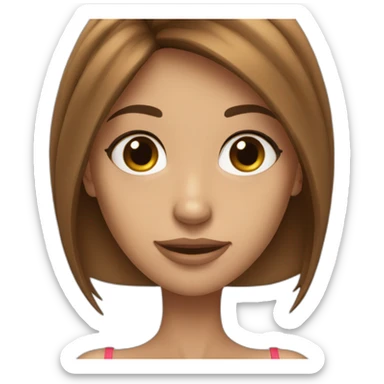 long brown hair skinny girl with thin face and makeup from head to chest sticker