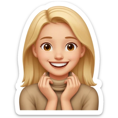 Girl with hands crossed around neck laughing sticker