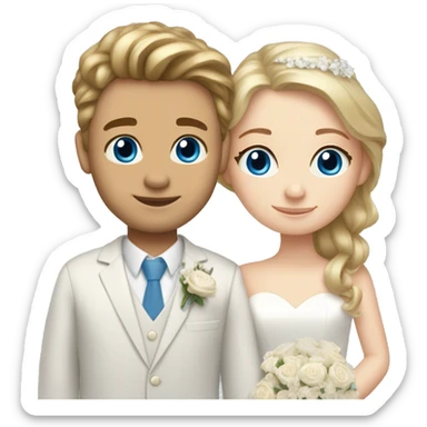 Blonde hair blue eyes girl with brown hair hazel eyes boy getting married  sticker