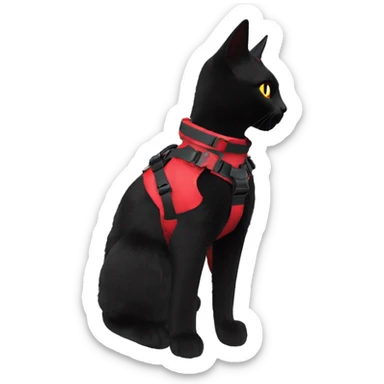 Anthro Edgy cool anthro black red cat warrior harness collar techwear sticker