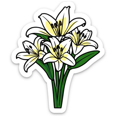 beautiful arrangement of white lily flowers in a bouquet sticker