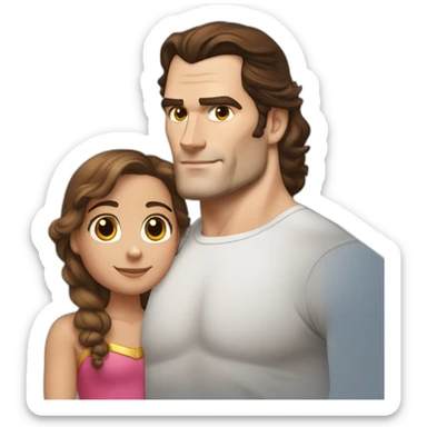 Henry Cavill qui embrasse une fille au cheveux brun sticker