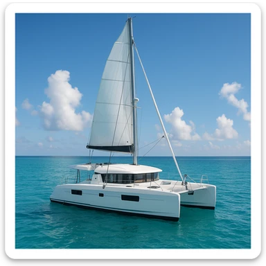 a lagoon 42 catamaran with no wording on the boat  sticker