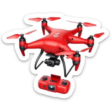 red drone with camera sticker