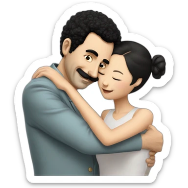 borat hugs chinese girl sticker