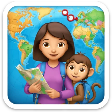 light skin dora the explorer with monkey and map sticker