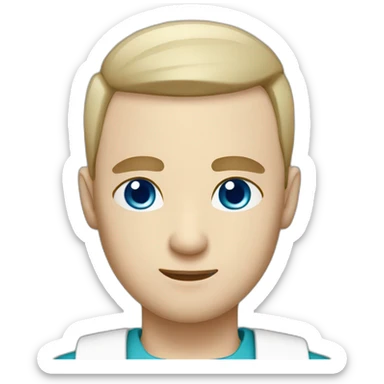 Medic man with no hair, pale skin, blue eyes and stubble sticker