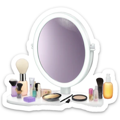 Vanity mirror with products  sticker
