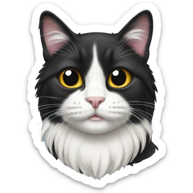 black and white tuxedo long hair cat sticker