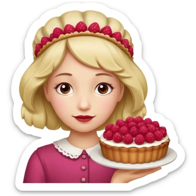 Raspberry torte human full body and legs girl with a raspberry barrette on her head sticker