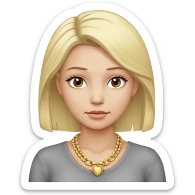 Female with Gold Necklace, grey skin,blonde hair, different expressions. sticker