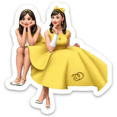 two girls in elegant attire sticker