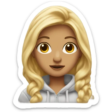 Blonde waves hair with hazel eyes in a hoodie sticker