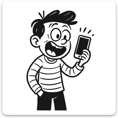 Make the boy's expression funny and exaggerated, keep the hand drawn doodle style, no background. sticker