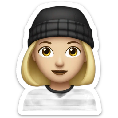 bank robber blonde woman with black beanie hat eye mask and striped shirt sticker