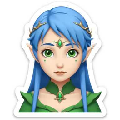 elf woman with blue hair sticker