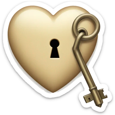 vintage beige heart-shaped lock and key sticker