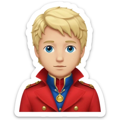 Enjolras From Les Miserables with light skin, blue eyes, Blonde Hair, red outfit sticker